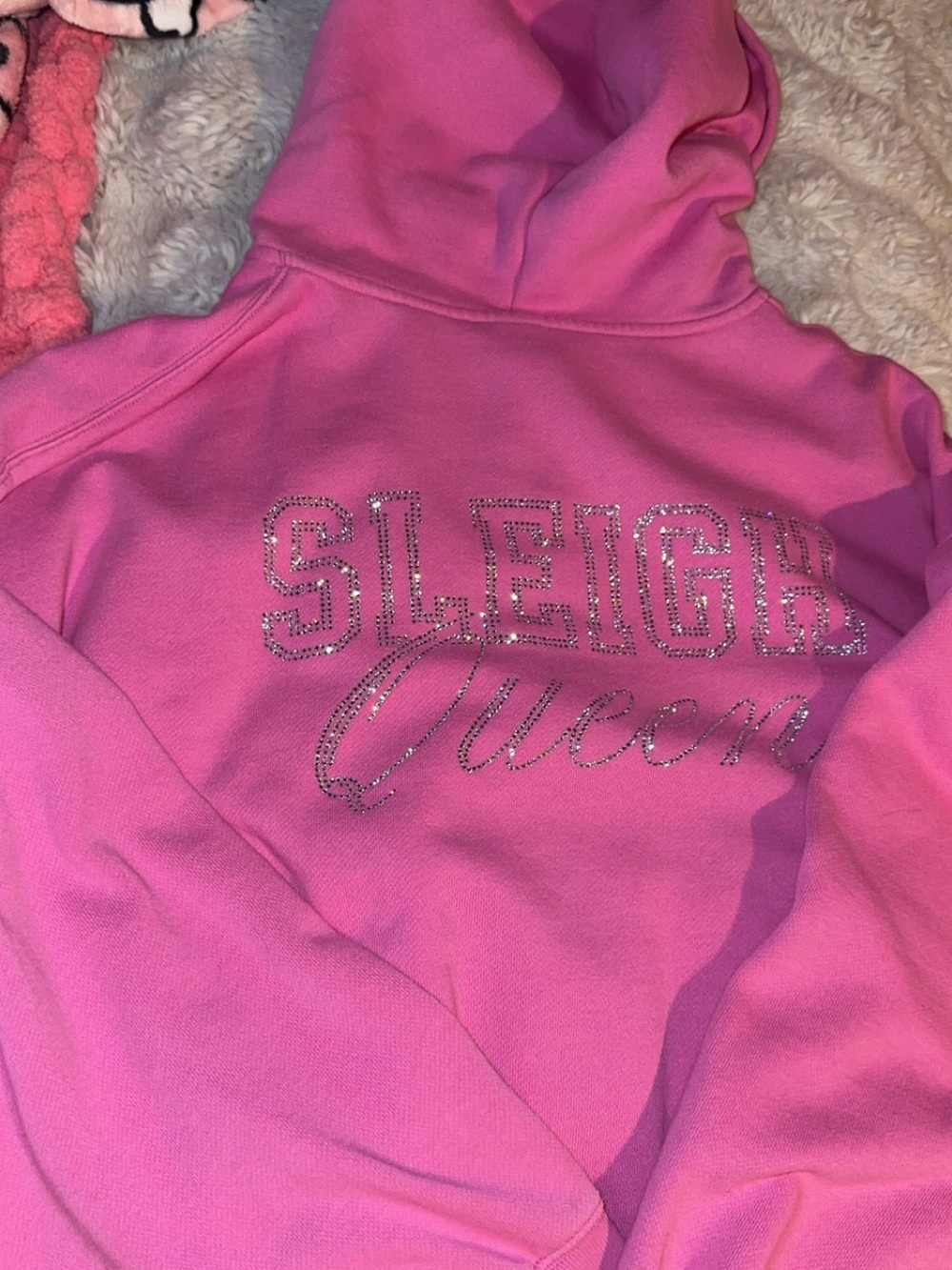 Pink Rhinestone 'Sleigh Queen' Hooded jacket and sweatpants set
